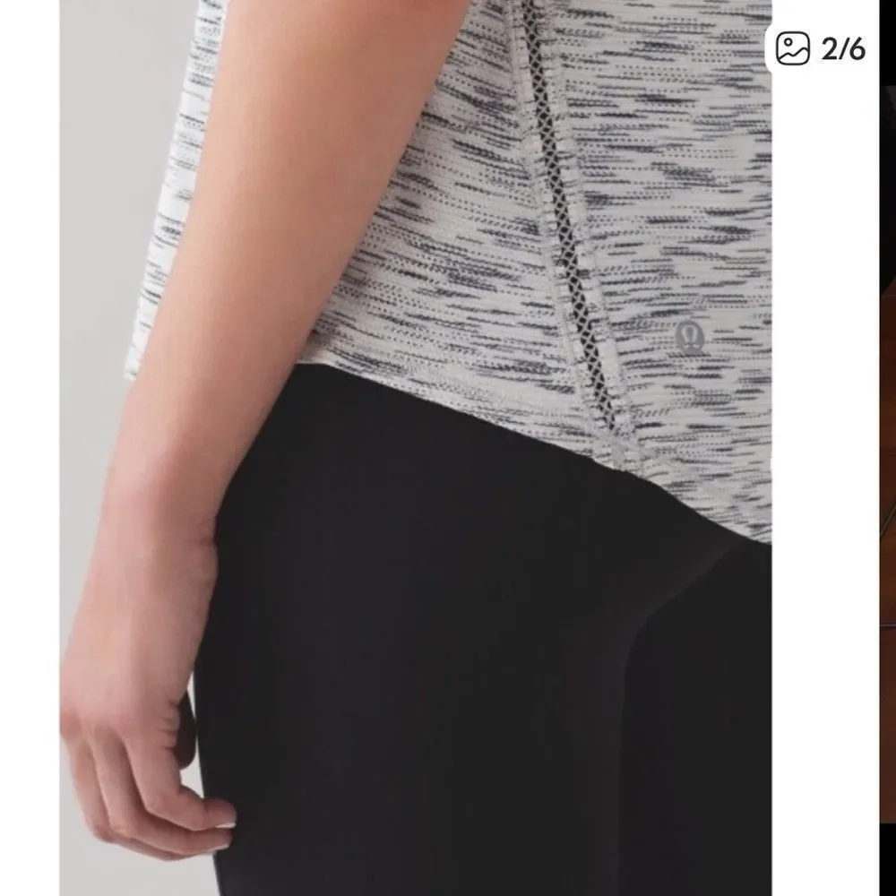 Lululemon Lost In Pace Tee Tiger Space Dye White Black Womens 6
